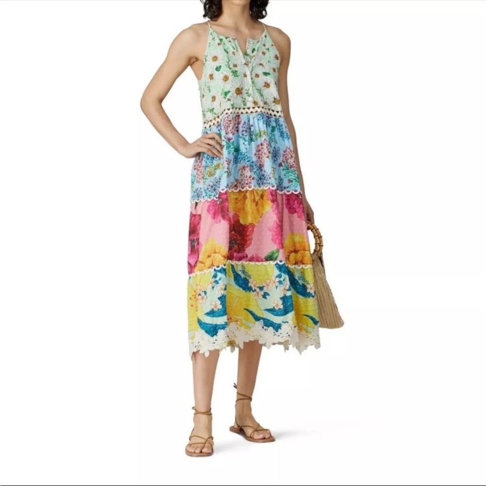 FARM Rio Patchwork Lace Detail Dress